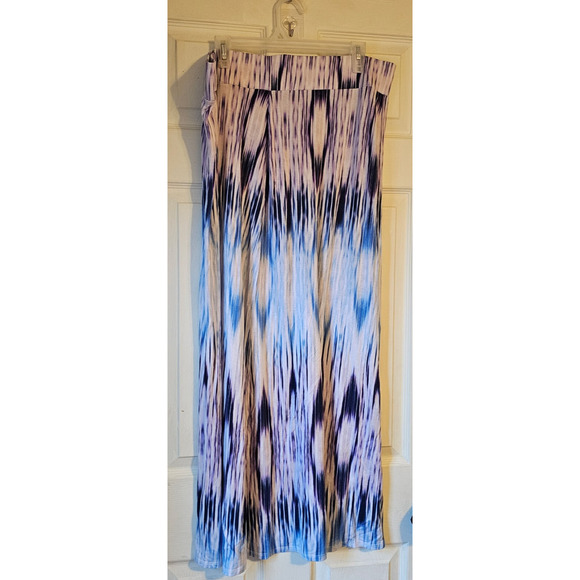A.N.A. A New Approach Women’s Maxi Skirt Blue Purple Ikat Print Size 1X Boho - Picture 2 of 7
